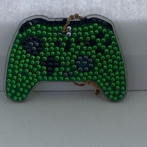 Handmade double sided diamond art controller keychain